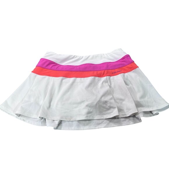 HEAD Womens Tennis Skirt White With Pink & Orange Stripe M - Picture 1 of 8